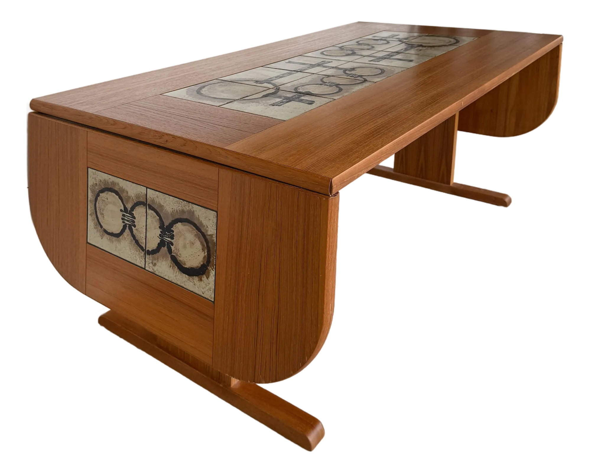 Gangsø Møbler Danish Tile Top Dining Table, Poul H. Poulsen Signed