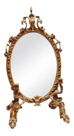 19th C. Italian Girandola Gesso Table Mirror