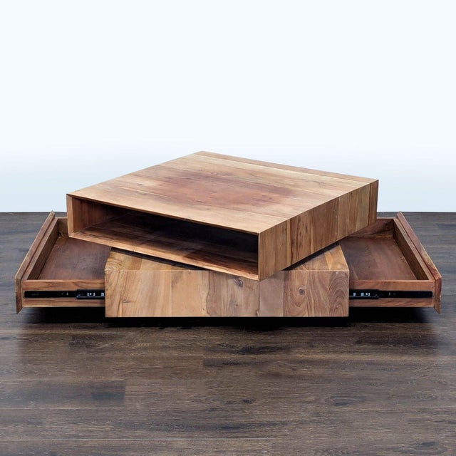 Cb2 Spin Rotating Coffee Table With Two Drawers For Sale In San Francisco - Image 6 of 11