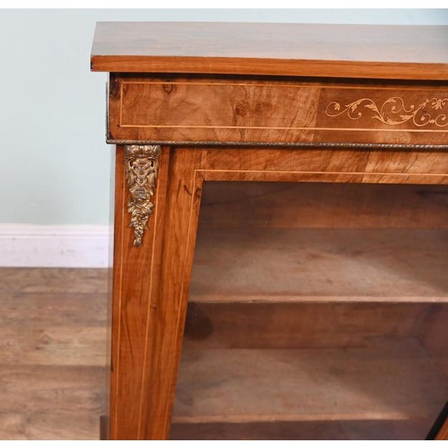 Victorian Burr Walnut Pier Display Cabinet, 1880s For Sale - Image 3 of 5