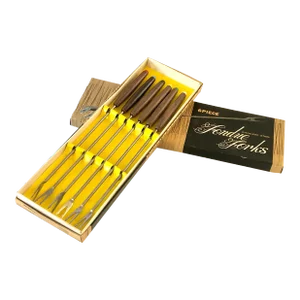 Mid Century Teak Fondue Forks, Set of 12