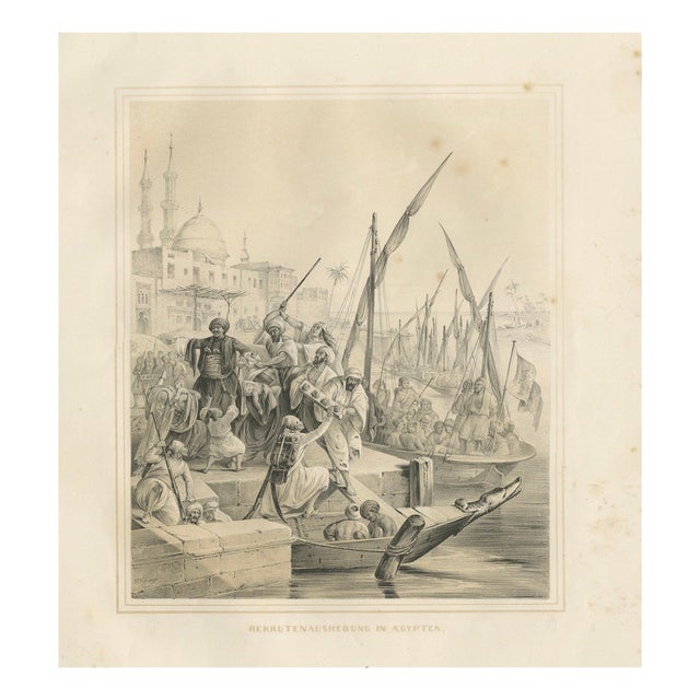 Egyptian Army Recruitment at the Nile Harbor, 1846, Paper For Sale