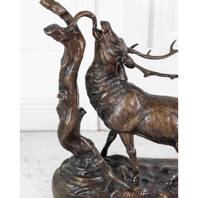 19th Century Large Bronze Animal Group – Rutting Stag – Late 19th Century. For Sale - Image 5 of 12