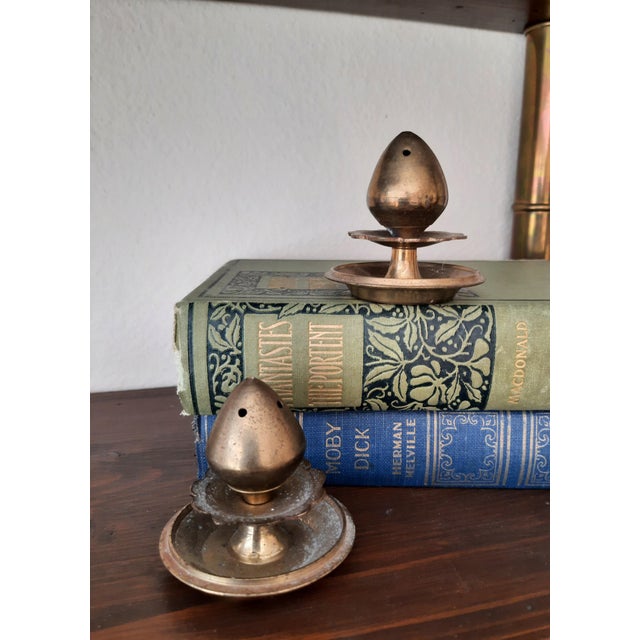 Indian India Brass Incense Stick Holders Miniature Pair For Sale - Image 3 of 8