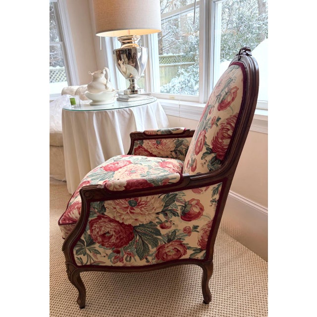 Custom Marquise Bergere Chair Upholstered in Heritage Floral Brunschwig & Fils For Sale - Image 15 of 18
