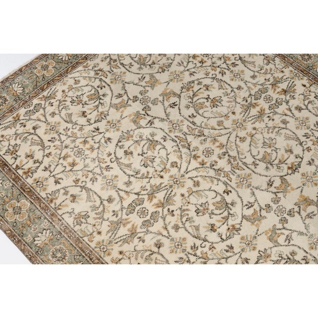 1950s Beige Handknotted Floral Carpet For Sale - Image 6 of 10