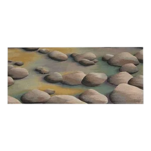 Julia Mitchell, Very Large Hand Woven Wool Tapestry "Boulders II" River Stones, 1982