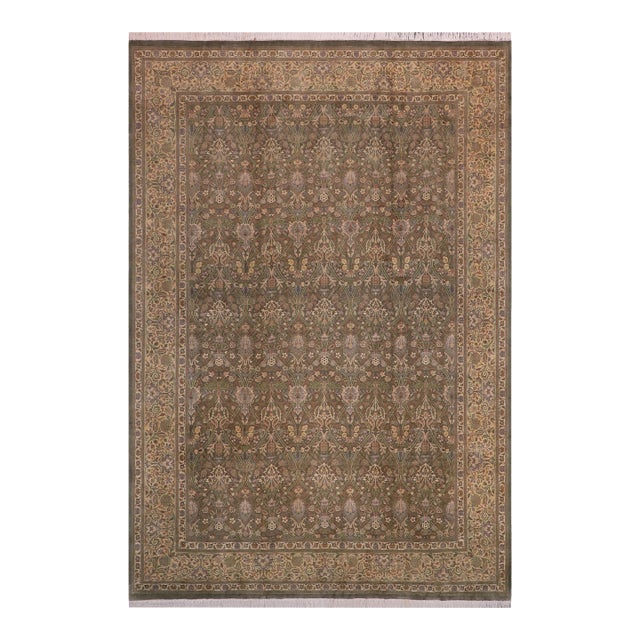 Pak-Persian Green/Gold Wool Rug - 10'2'' X 14'3'' For Sale