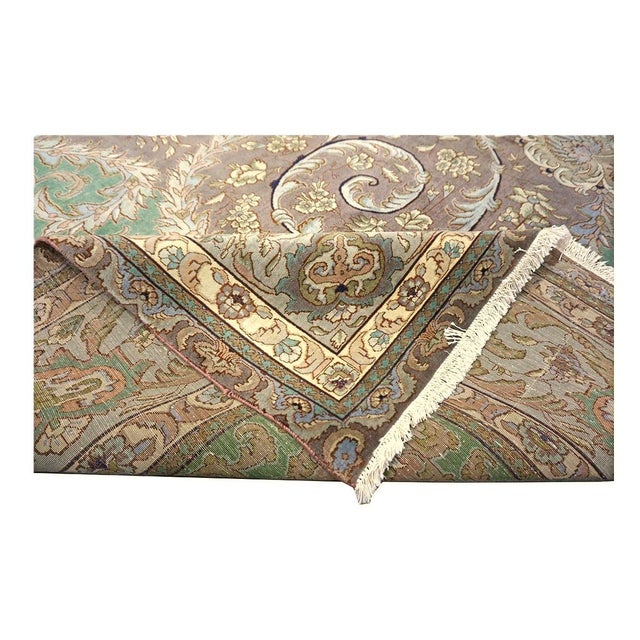 Green Antique Persian Tabriz Wool 9X12 Green, Brown, & Taupe Handmade Area Rug #1143872 For Sale - Image 8 of 8