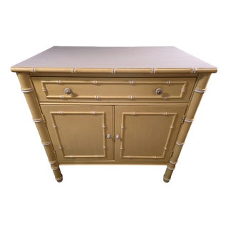 1970s Thomasville Allegro Yellow Faux Bamboo Cabinet, Attributed For Sale