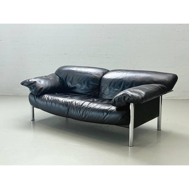 Poltrona Frau Black 3-Seater Sofa by Pierluigi Cerri for Poltrona Frau, Italy, 1990s For Sale - Image 4 of 15