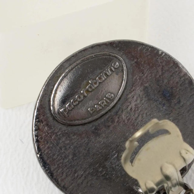 Paco Rabanne Shoulder-Duster Gunmetal Clip Earrings For Sale In Atlanta - Image 6 of 9