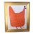 Folk Art Orange Chicken Hen Rooster Painting Ruth Arenz Including the Antiqued Gold Wood Frame For Sale