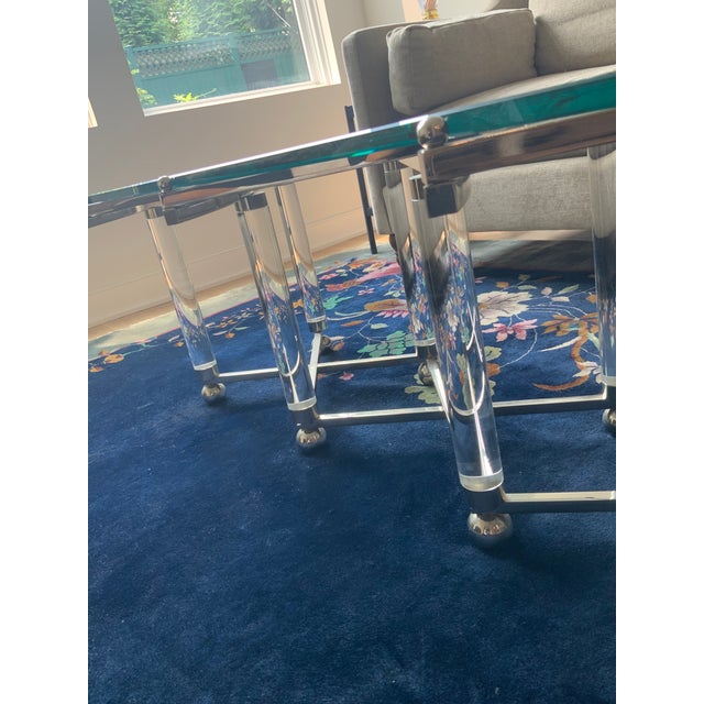 Charles Hollis Jones Nickel/Chrome and Lucite Treillage Cocktail Table For Sale In Washington DC - Image 6 of 14