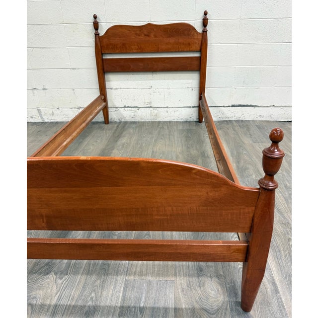 Traditional Vintage Twin Size Federal Style Empire Style American Tiger Maple Bed For Sale - Image 3 of 10