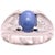 14 Karat White Gold Oval Sapphire Cabochon Ring With Diamond Accents For Sale - Image 4 of 9
