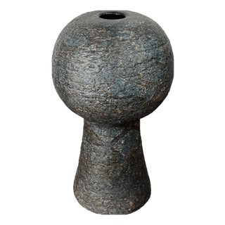 Vintage Brutalist German Studio Pottery Vase from Gerhard Liebenthron, 1981 For Sale