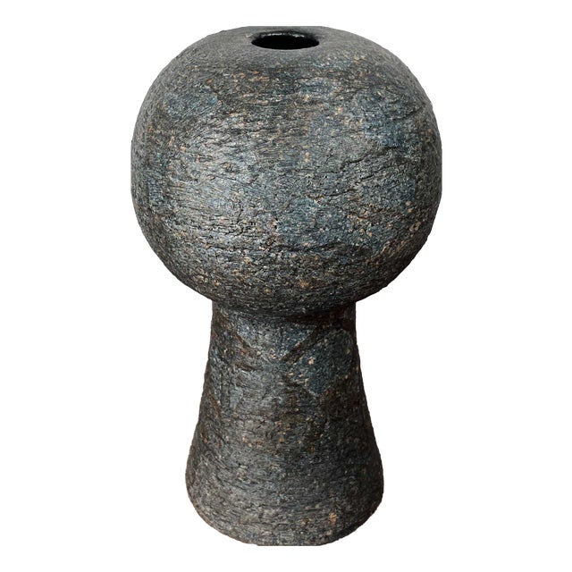 Vintage Brutalist German Studio Pottery Vase from Gerhard Liebenthron, 1981 For Sale