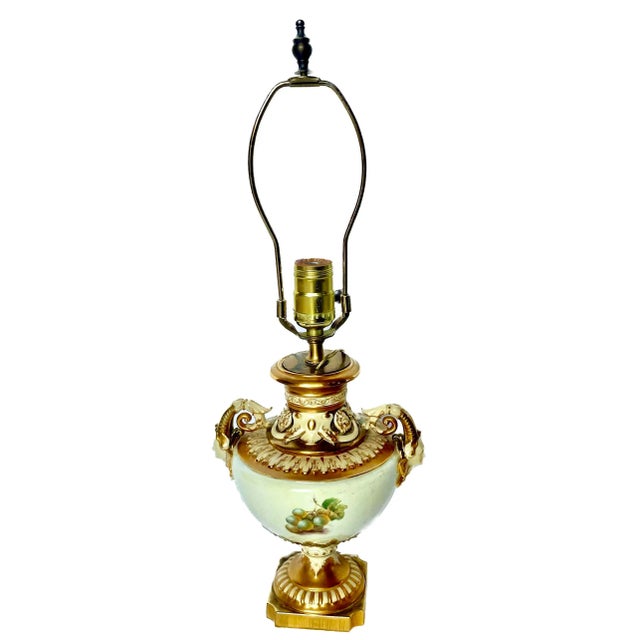 Royal Worcester Antique Royal Worcester Fruit/Caryatid Urn Lamp For Sale - Image 4 of 12
