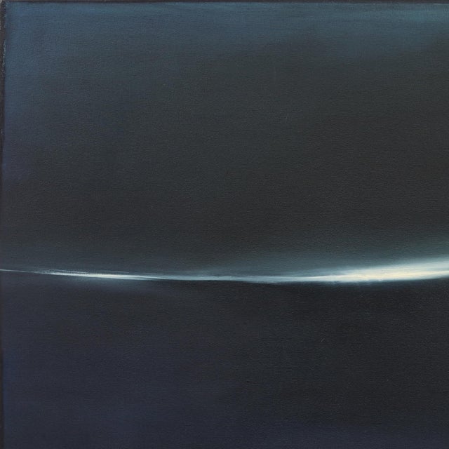 Edge of Eternity III - Original Atmospheric Blue Abstract Landscape Oil Painting on Canvas For Sale - Image 4 of 9