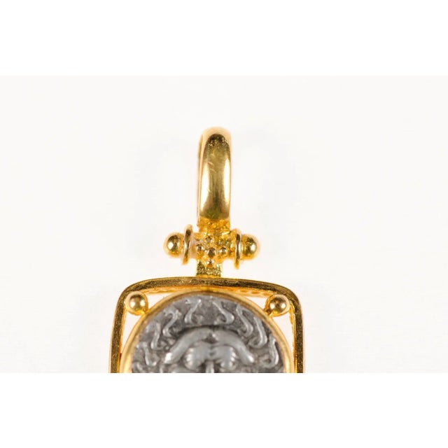 Ancient Greek Drachm [Coin] Pendant W 22 Karat Gold Setting For Sale - Image 11 of 12