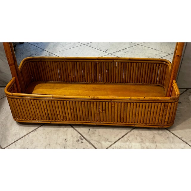 Pencil Rattan & Wicker Wall Mirror With Planter For Sale - Image 9 of 11