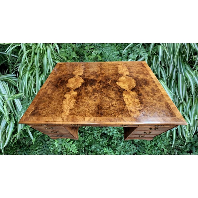 Early 20th Century Spectacular Burled Walnut Partners Desk B & O Railroad For Sale - Image 16 of 18