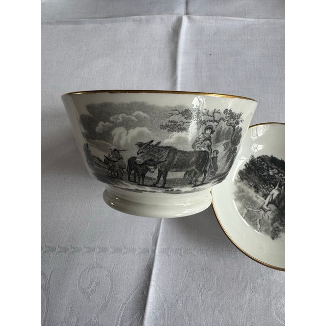 1800s Spode Bat Printing Black Monochrome Bone China Tea Service - Set 40 PCS For Sale - Image 11 of 12