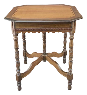 Early 20th Century Jacobean Style Banded Walnut Octogonal Side Table, Circa 1920s
