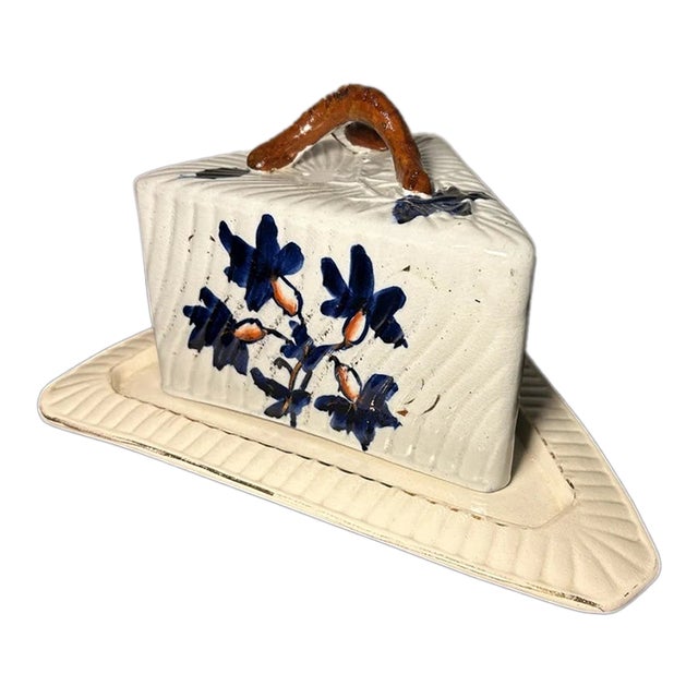 Late 19th Century English Victorian Ironstone Porcelain Japonisme Imari Style Floral Tree Motifs/Branch-Form Handle Cheese Keeper For Sale