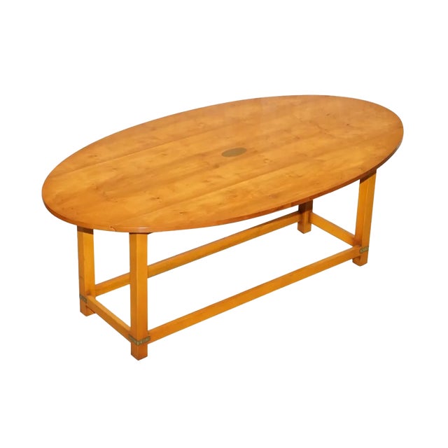 Burr Yew Wood Extendable Oval Campaign Coffee Table from Bevan Funnell For Sale
