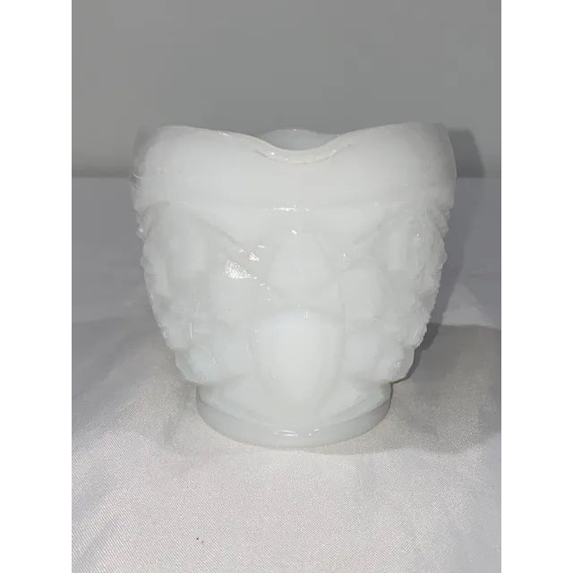 Vintage McKee Glass Company Milk Glass Toltec Creamer For Sale - Image 4 of 9
