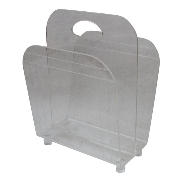 Vintage Mid Century Modern Lucite Acrylic W-Shaped Magazine Rack With ...