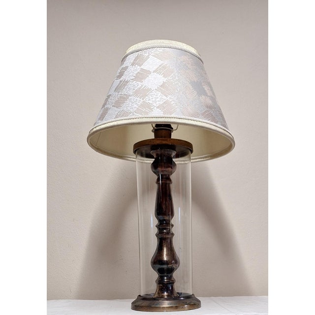 Cream Vintage Table Lamp by Diga Colmore with Metal Base and Fabric Shade, 1990s For Sale - Image 8 of 11