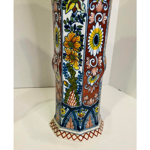 1900s Boch Delft Pair of Vases and an Urn - 3 Piece Set For Sale - Image 12 of 13