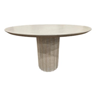 Roman-Inspired Arhaus Danae Round Stone Dining Table For Sale