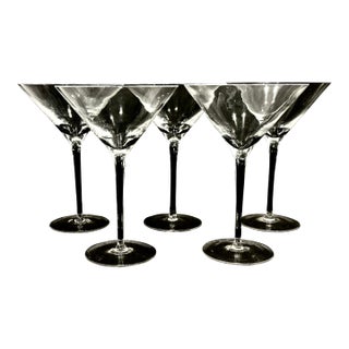 Vintage 2000s Williams Sonoma Hand-Blown Crystal Martini Glasses (Currently Called William Sonoma Reseve) Set of 5 For Sale