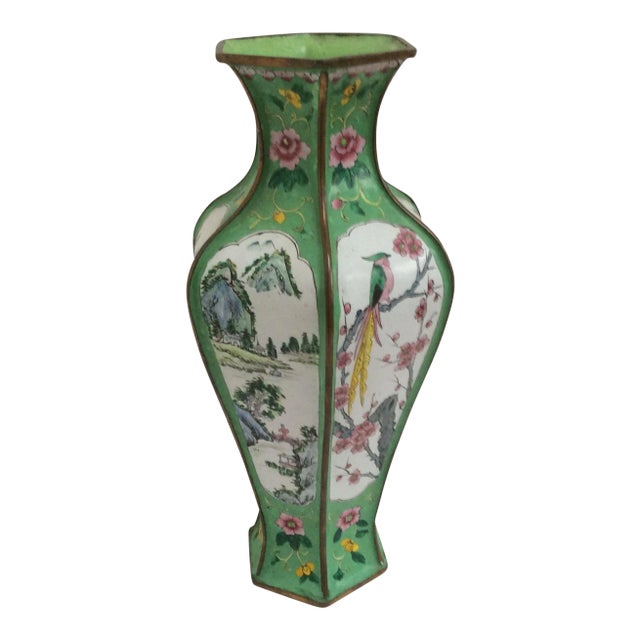 Decorative Chinese Canton Enamel Vase For Sale