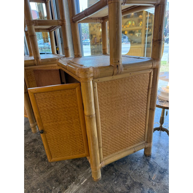 Pair of Bamboo and Woven Rattan Bookcases With Cabinet Bases, 1970s For Sale - Image 13 of 13