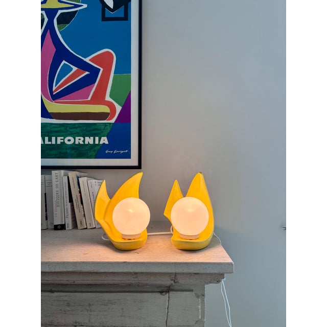 1980s Bright Yellow Pop Table Lamps, 1980, Set of 2 For Sale - Image 5 of 5