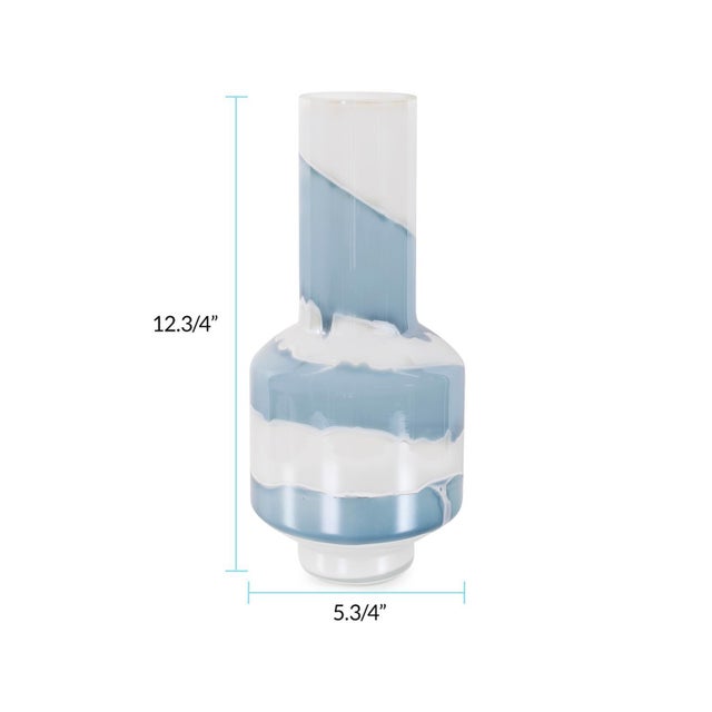 Blue Glacier Bay Layered Cylindrical Glass Bottle- Short For Sale - Image 8 of 10