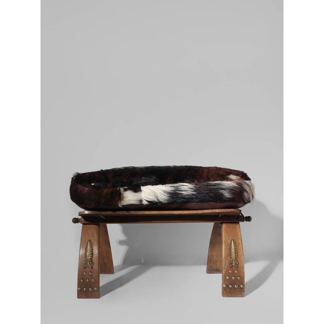 Cowhide Camel Saddle Stool, 1950 For Sale - Image 9 of 9