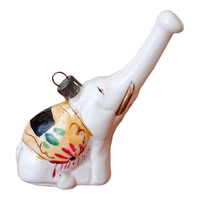 Christmas Vintage Milk Glass Elephant Ornament For Sale