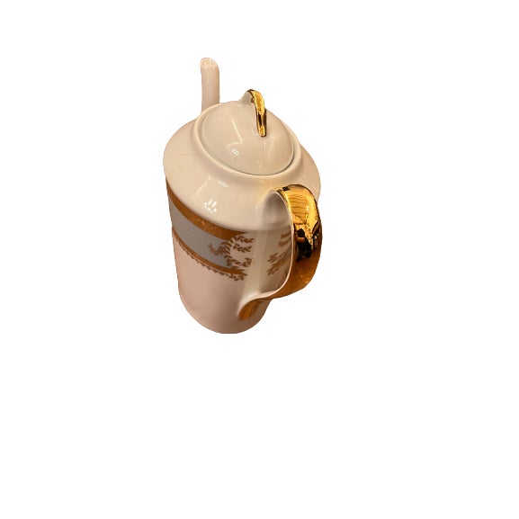 French 1990s Philippe Deshoulieres Limoges Samarcande Gris/Light Blue Coffee Pot and Lid For Sale - Image 3 of 5