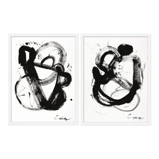 Medium "Noir Et Blanc, Pair" Print by Lesley Grainger, 38"x25" - A Pair