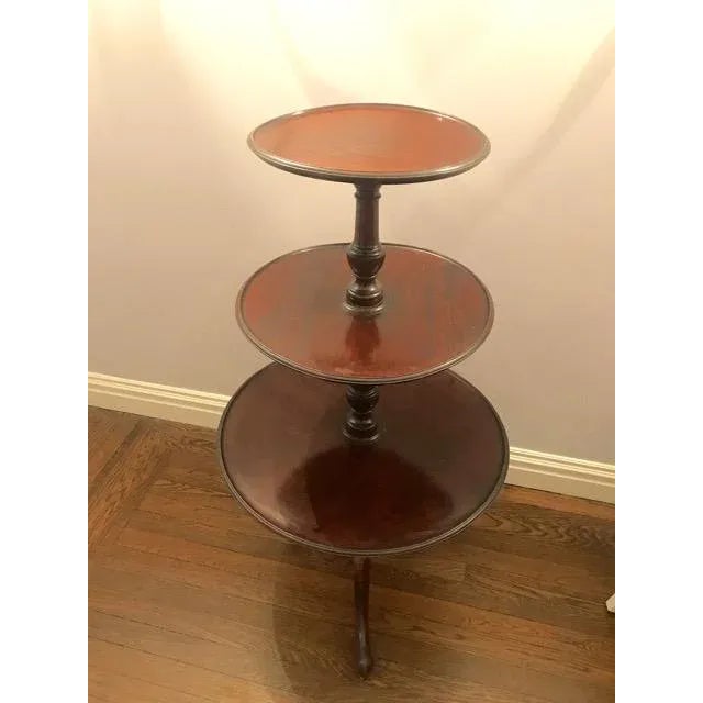 Revolving Georgian Three Tiered Mahogany Butlers Table Dumbwaiter For Sale - Image 4 of 9