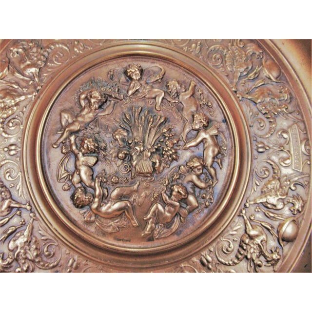 Arts & Crafts Antique Large Copper Finish Zodiac Charger Wall Hanger Foundry Stamp For Sale - Image 3 of 11