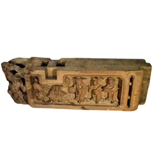 Hand-Carved Chinese Temple Carving From the 19th Century With Traces of Paint