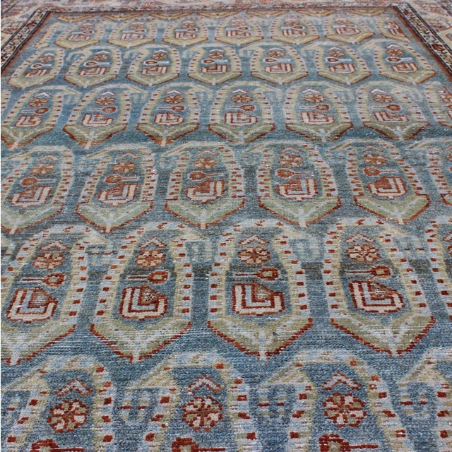 Textile All-Over Paisley Pattern Antique Persian Malayer Rug in Blue and Red Blue and Red 4'3"x6'4" For Sale - Image 7 of 9