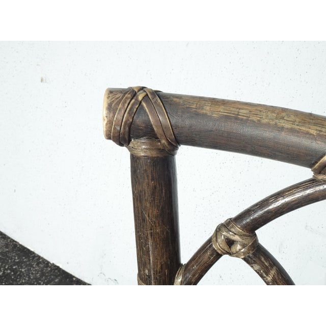 Pair of Vintage McGuire Barstools Bar Stools W Leather Straps and Brass Footrest For Sale - Image 12 of 18